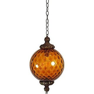 Hand Blown Amber Murano Pendant Lamp For Sale