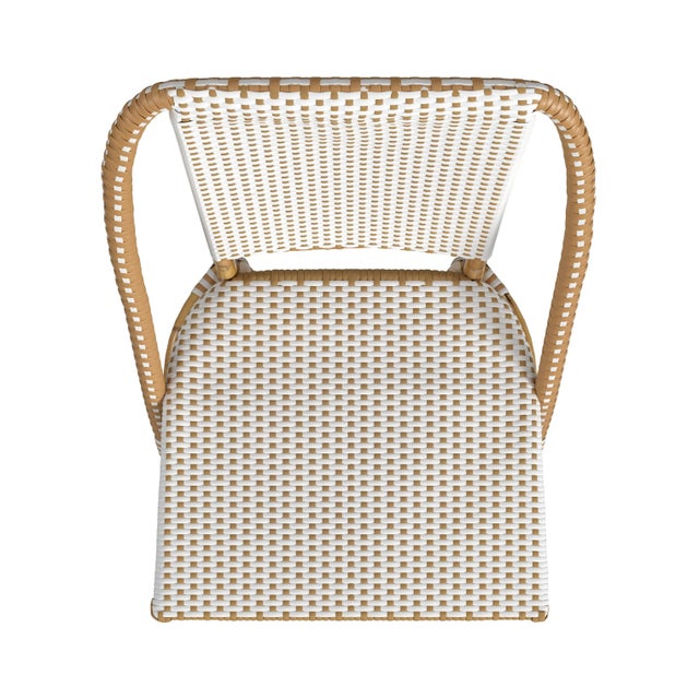 2020s Tobias Outdoor Rattan Bistro Dining Chair, Beige & White For Sale - Image 5 of 6