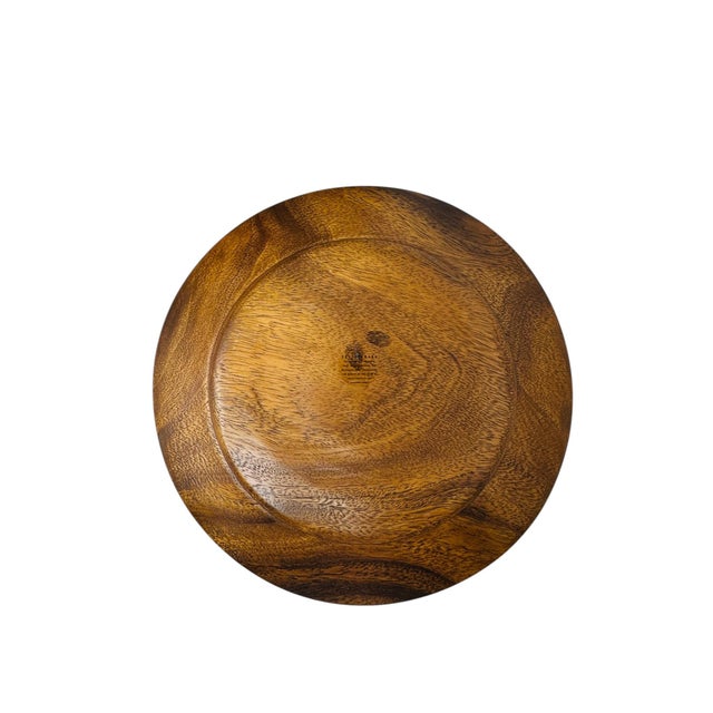 Wood 2010s Hand-Turned Acacia Wood Charger Plates - Set of 5 For Sale - Image 7 of 10