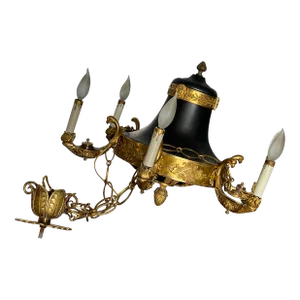 Antique Bronze French Empire Chandelier With Eagle Heads