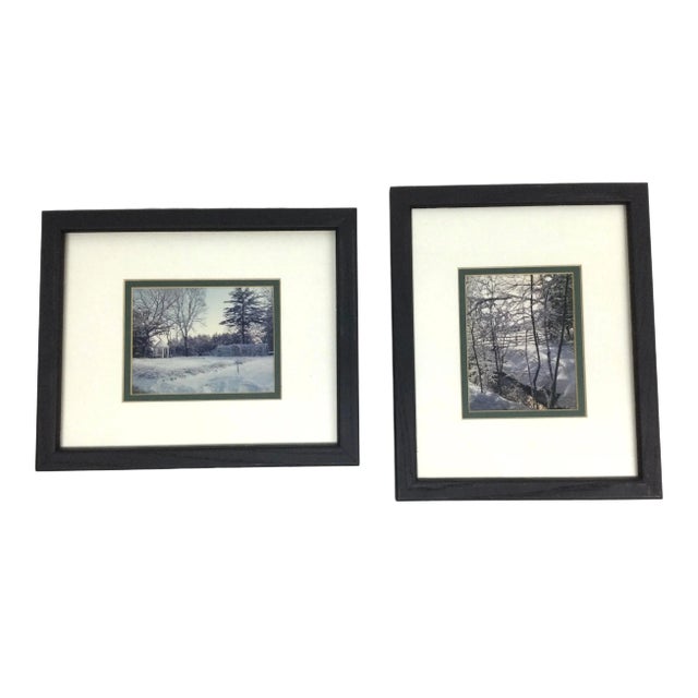 Vintage Set of Framed Photography Prints Scenic Winter Wonderland For Sale