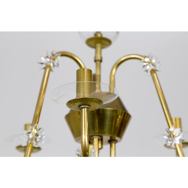 Mid 20th Century Mid Century Brass & Glass Undulating 6-Arm Chandelier For Sale - Image 5 of 9