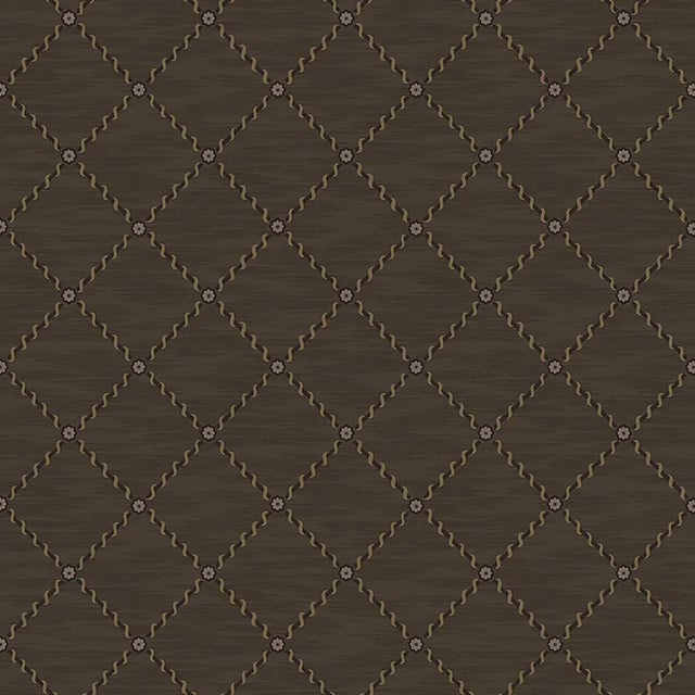 Sample - Borastapeter Golden Trellis Wallpaper in Brown and Gold For Sale