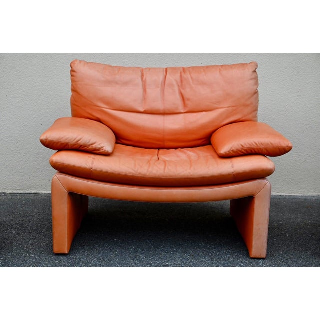 Series 5 Lounge Chairs in Cognac Orange Leather, 1970s, Set of 5 For Sale - Image 18 of 18