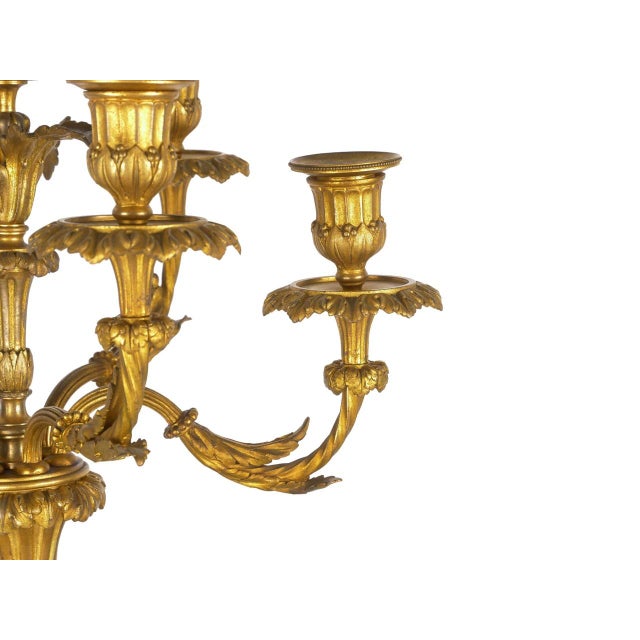 Pair of French Bronze Seven-Light Candelabra Lamps Ca. 1880 For Sale - Image 9 of 18