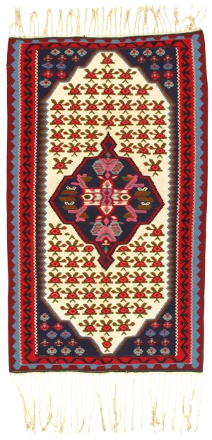 1980s Persian Kilim Wool Rug - 3′7″ × 6′2″