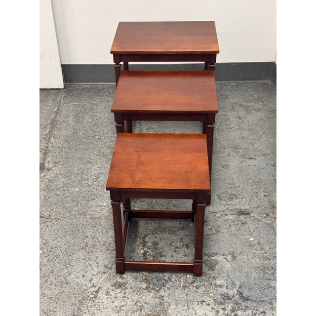 Traditional Wood Nesting Tables, Set of Three For Sale - Image 11 of 12