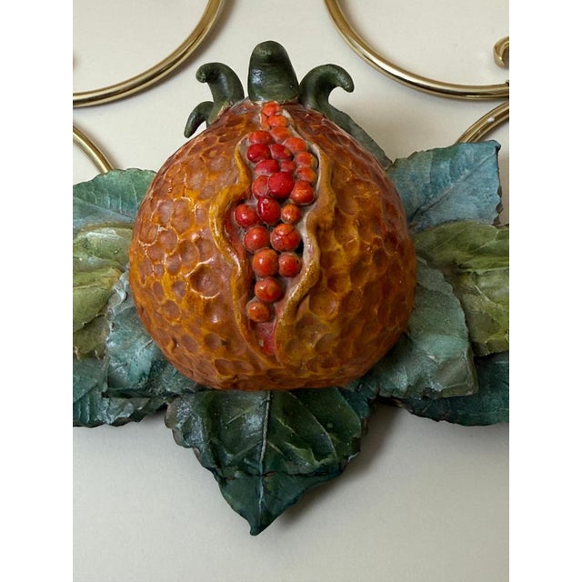 Italian Hand-Painted Pomegranate Sconces, 1970s, Set of 3 For Sale - Image 11 of 17