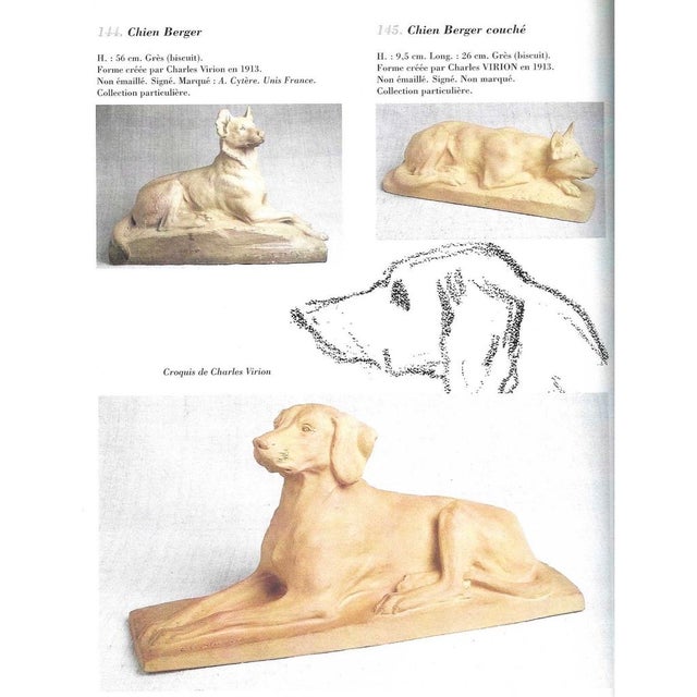 Charles Virion 1920s Antique Gray Terracotta Sculpture of German Shepherd Dog For Sale - Image 11 of 11