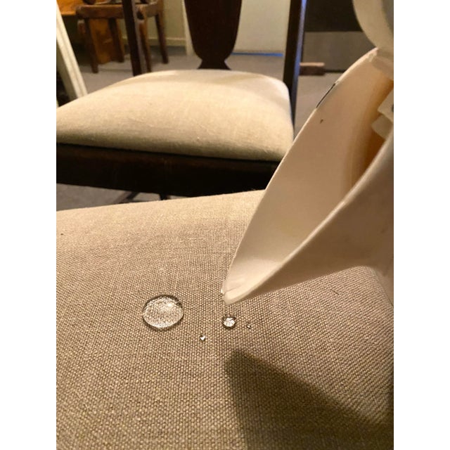 Arts & Crafts Queen Anne Style Oak and Lee Jofa Linen Dining Chairs, Set of 3 For Sale - Image 9 of 13