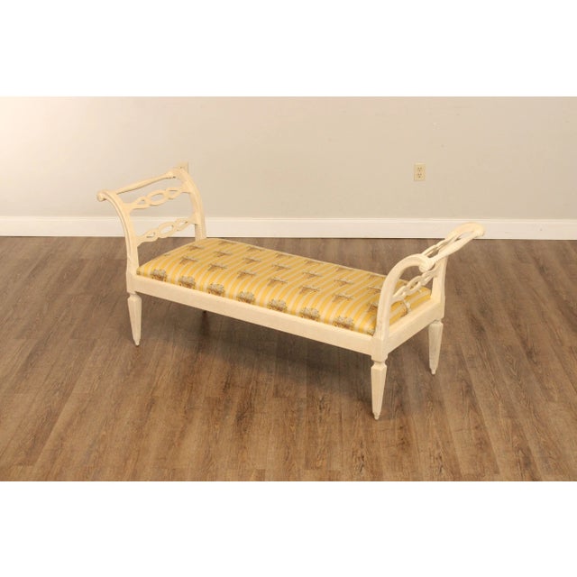 Late 20th Century Late 20th Century French Country Style Distress Painted Window Bench For Sale - Image 5 of 13