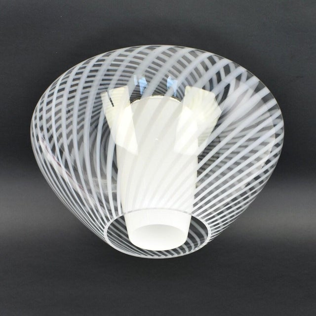 Mid 20th Century Vintage Large Aloys Gangkofner for Peill & Putzler Toledo Ceiling Light Mid Century Modern Flush Mount Glass Opaline Swirl Modernist Venini For Sale - Image 5 of 10
