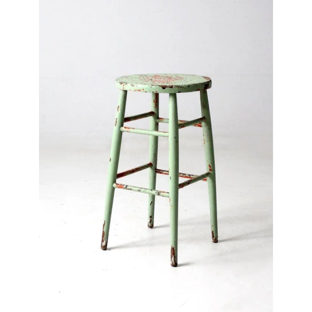 Antique Painted Wood Stool For Sale - Image 12 of 12