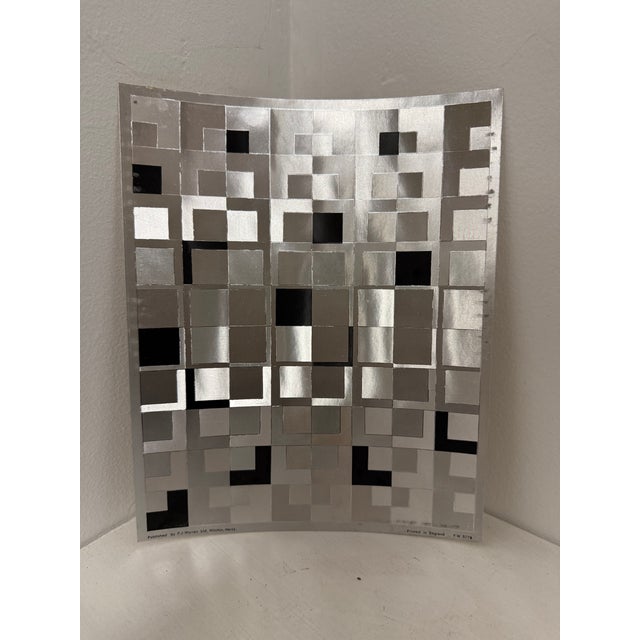 Mid-Century Modern Vintage Op-Art Foil Paper Framed Art Cityscape Paul Evans Style Made in England For Sale - Image 3 of 6
