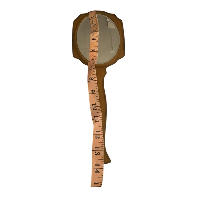 Vintage/Antique Art Deco Butterscotch Pearloid Celluloid Hand Vanity Mirror For Sale - Image 4 of 4