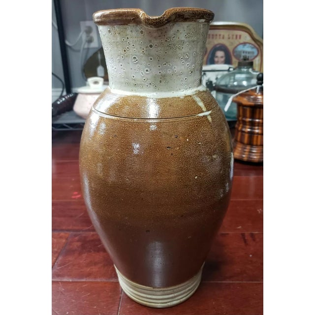 Up for sale is an 1870's Massachusetts Bristol Redware Brown Speckled/White Glaze Pitcher with a very rare 1/3 capacity...