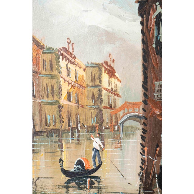 Mid 20th Century Mid-Century Italian Venice Canal Oil Paintings Signed DeVity - Pair For Sale - Image 5 of 17