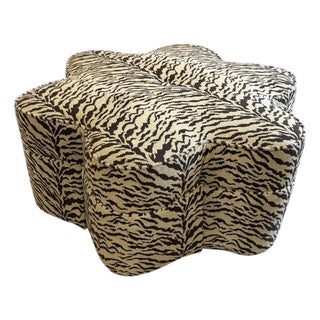 Custom Butterfly Shaped Tiger Stripe Upholstered Ottoman For Sale