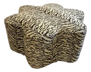 Custom Butterfly Shaped Tiger Stripe Upholstered Ottoman