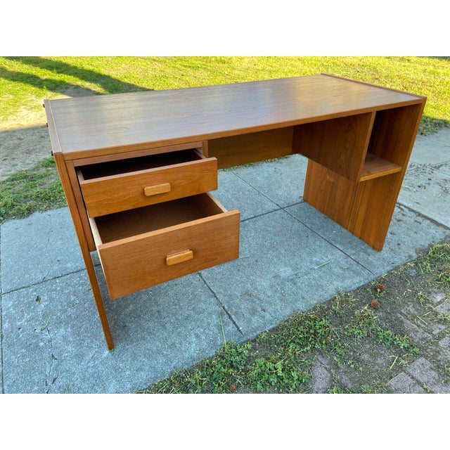 Vintage Mid Century Modern Teak Danish Writing Desk For Sale - Image 12 of 12