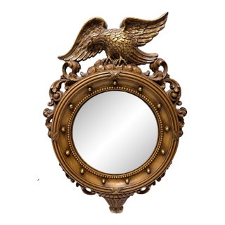 Vintage Americana Federal Style Eagle Convex Resin Wall Mirror Colonial Decor For Sale