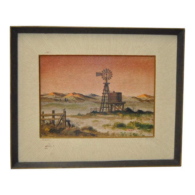 Forrest Hibbits "California Country Farm" Oil Painting c.1970 For Sale