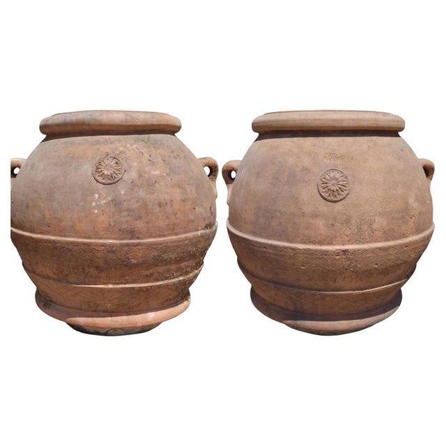 Antique Tuscan Oil Jars by Carlo Vanni, Impruneta, Florence, Set of 2 For Sale - Image 6 of 6