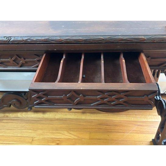 Chippendale Vintage Chinese Chippendale Style Flip-Top Console Dining Table For Sale - Image 3 of 5
