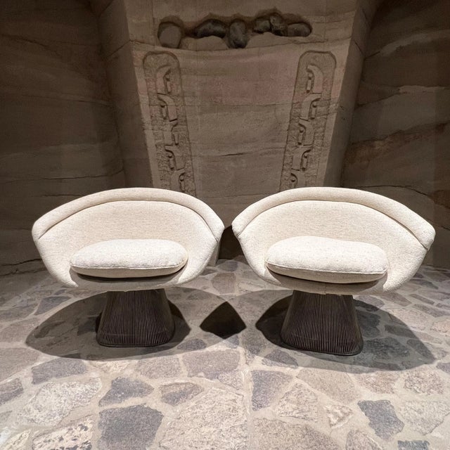 White 1970s Vintage Low Lounge Chairs - a Pair For Sale - Image 8 of 8