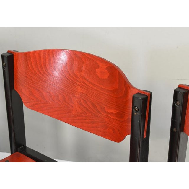 Wood Italian Postmodern Stacking Chairs in Sottsass Style, Italy, 1970s, Set of 14 For Sale - Image 7 of 18