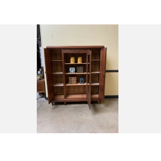 Antique Art Nouveau Walnut Bookcase, 1910 For Sale - Image 4 of 12
