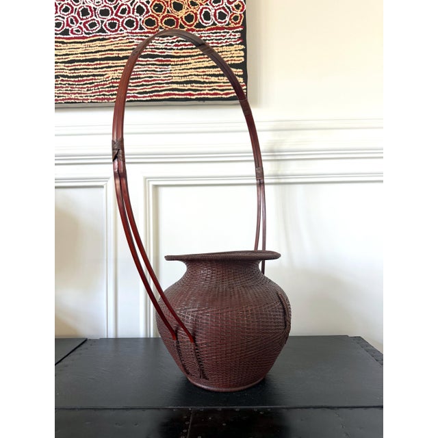 Late 19th Century Large Rare Japanese Bamboo Flower Basket Hahakago by Tokosai For Sale - Image 5 of 18