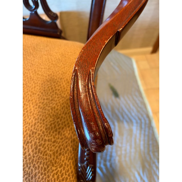 Century Furniture Century Furniture Carved Mahogany Dining Arm Chairs For Sale - Image 4 of 4