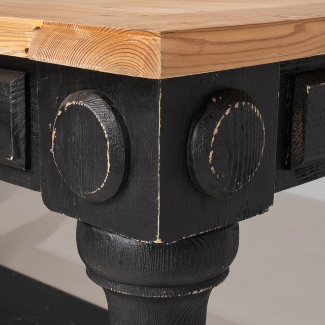 French Mid 20th Century France Black Wood Console Table For Sale - Image 3 of 11