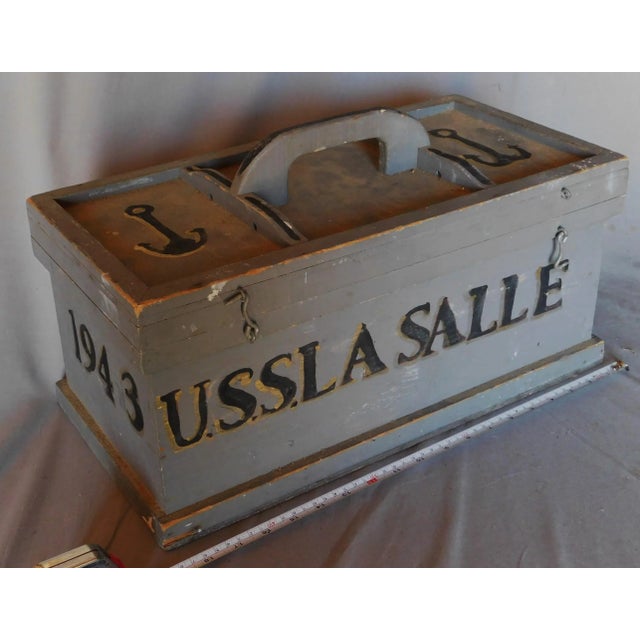 ORIGINAL AMERICAN US NAVY SAILOR'S BOX / CHEST / TRUNK USS LA SALLE DATED 1943 DIMENSIONS About 18 3/4" x 9 1/4" x 11"...