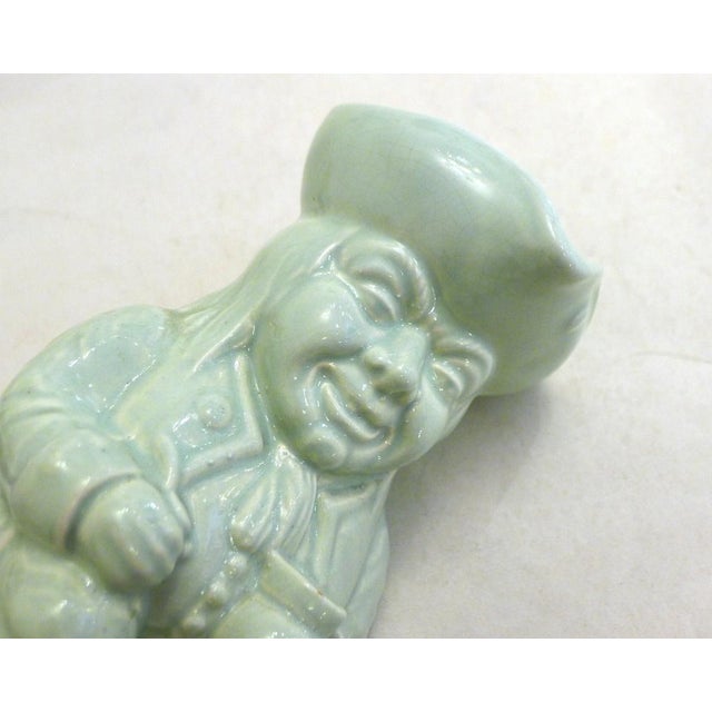 Ceramic Small English Toby Jug in Pale Green Earthenware by Thomas Cone, 1890s For Sale - Image 7 of 14