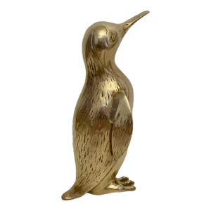 Large Vintage Hollywood Regency Brass Penguin Sculpture