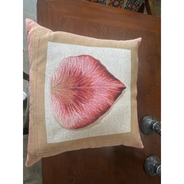 Textile Tapestry Pillow From Belgium With Beige Cotton Velvet Backs and Zipper Cover, Non-Allergenic Polyester Fiber Inserts For Sale - Image 7 of 9