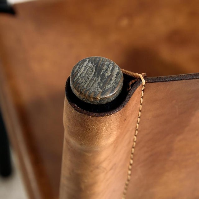 Brutalist Beech and Leather Chairs, 1970s, Set of 4 For Sale - Image 14 of 17