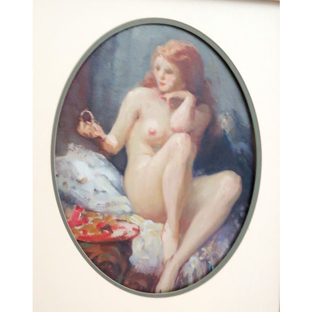 Wood Mid 20th Century Joseph Tomanek, (Czechoslovakian/American 1889-1974) Oil on Artist Board "Nude With Red Hair" - Signed For Sale - Image 7 of 13