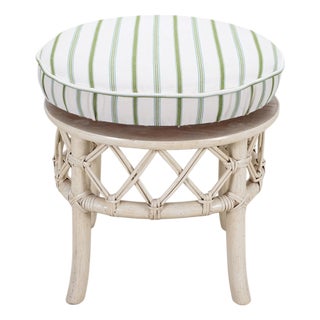 20th Century Round Rattan Swivel Ottoman Stool by Ficks Reed For Sale