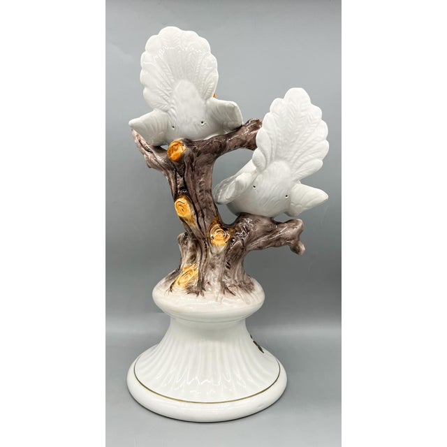 Oversized Vintage Capodimonte Lovebirds Sculpture – Italian Ceramic Doves Figurine For Sale - Image 10 of 11