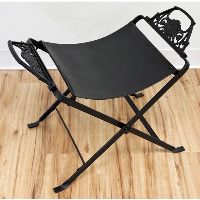 Vintage Oscar Bach Attributed Wrought Iron Vanity Stool For Sale - Image 4 of 9