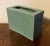 Mid Century Porcelain Blue Green Aqua Monochrome Glaze Pillow Form Flower Brick Block Vase For Sale - Image 4 of 7