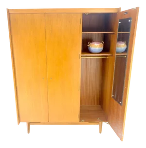 Fine Danish Mid Century Modern 3 Bay Armoire Wardrobe Cabinet Dresser MINT