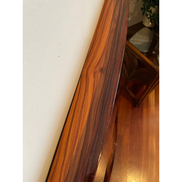 Wood 1980s Italian Style Postmodern Sculptural Rosewood Veneer Convex Wall Mirror For Sale - Image 7 of 9