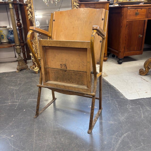 Brown Vintage Industrial Chic Cinema Chair in Iron and Curved Wood from Vimercate, Milan, 1950s For Sale - Image 8 of 11