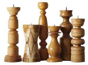 Scandinavian Wooden Candleholders, Set of 6