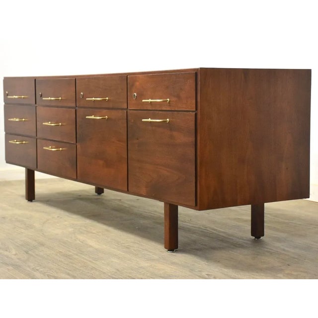 Mid-Century Modern Jens Risom Walnut Dresser Credenza For Sale - Image 3 of 11