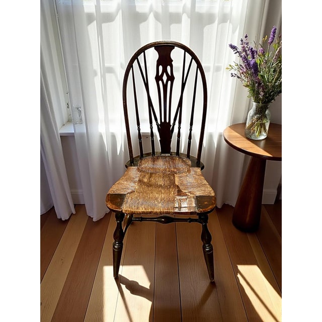 Antique 19th Century Windsor Side Chair- Rush Seat For Sale - Image 6 of 11